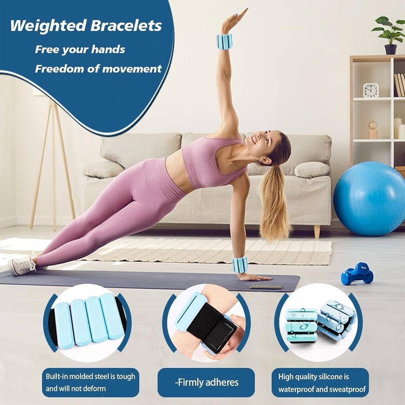 SDATEKIT Wrist and Ankle Weights for Women & Men 2 Pack (1lb Each), Adjustable Silicone Weighted Bracelet for Pilates, Gym, Yoga, Cardio & Strength Training, Bala-Style Bangles Slip-Free Design - Image 2